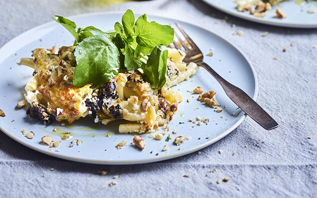 Macaroni met spinazie, gorgonzola en ricotta